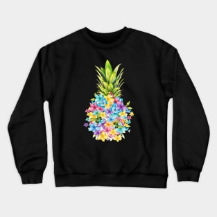 Pineapple with flowers and  butterflies, colorful and cool design pineapples Crewneck Sweatshirt